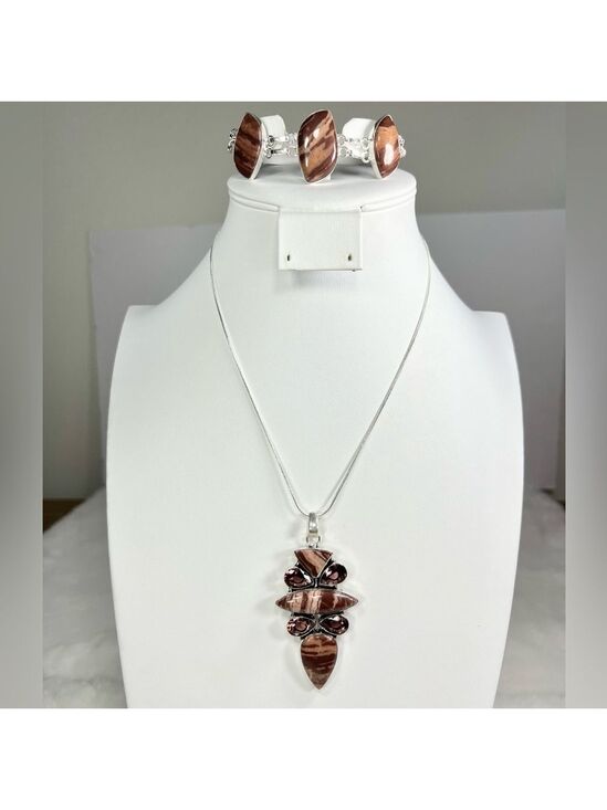 Jewelry - XL 925 Coconut Jasper Pendant & bracelet Set